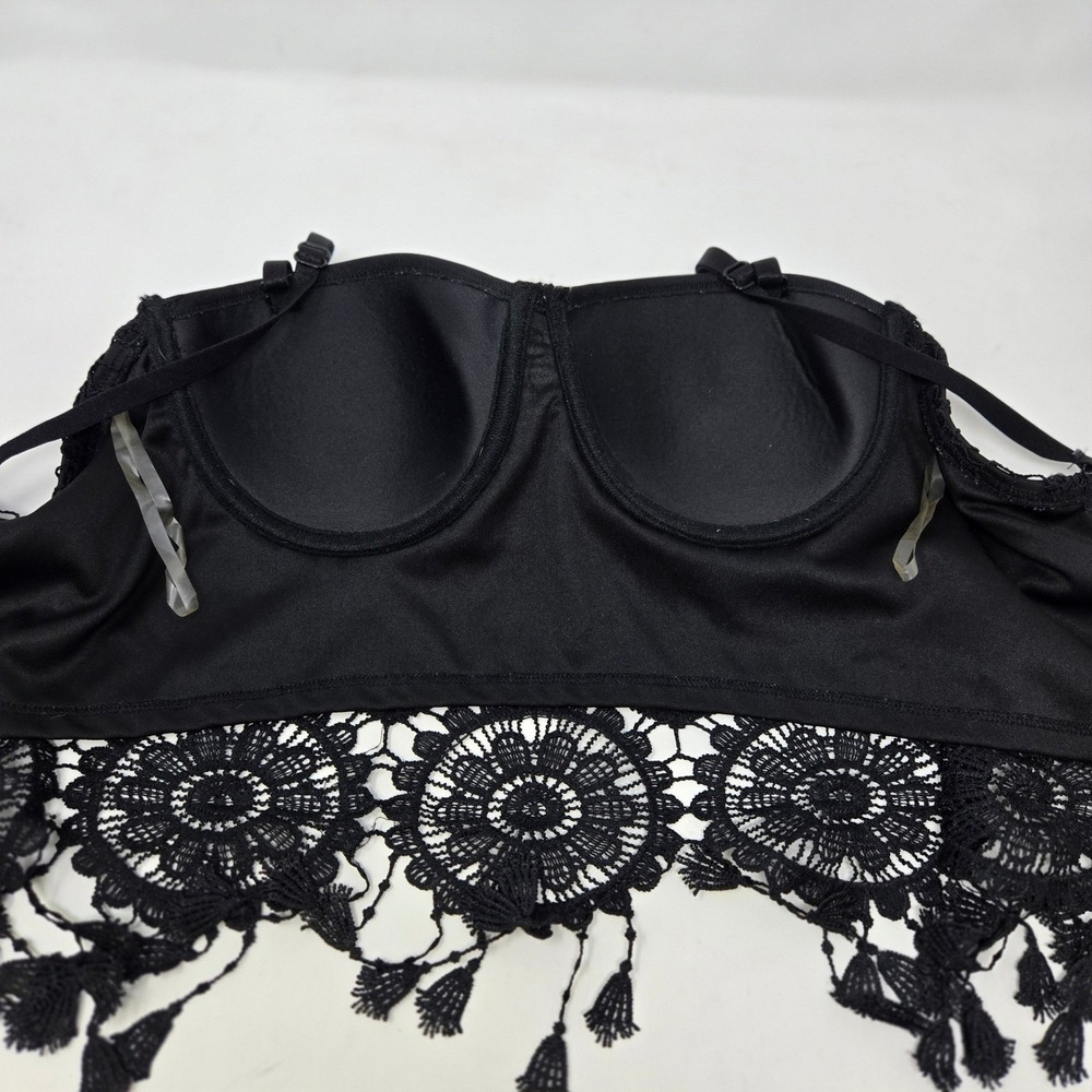 Y2K Charlotte Russe‎ Bustier Top Small Black Crochet Lace Whimsigoth Witchy - Picture 5 of 8